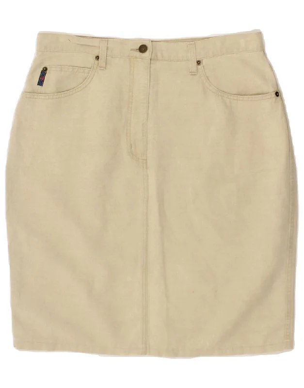 LES COPAINS Womens Pencil Skirt IT 48 XL W34 Beige Linen seamless skirt comfort
