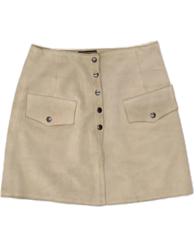LEXINGTON Womens Suede Mini Skirt IT 44 Medium W27  Grey denim skirt fashionable