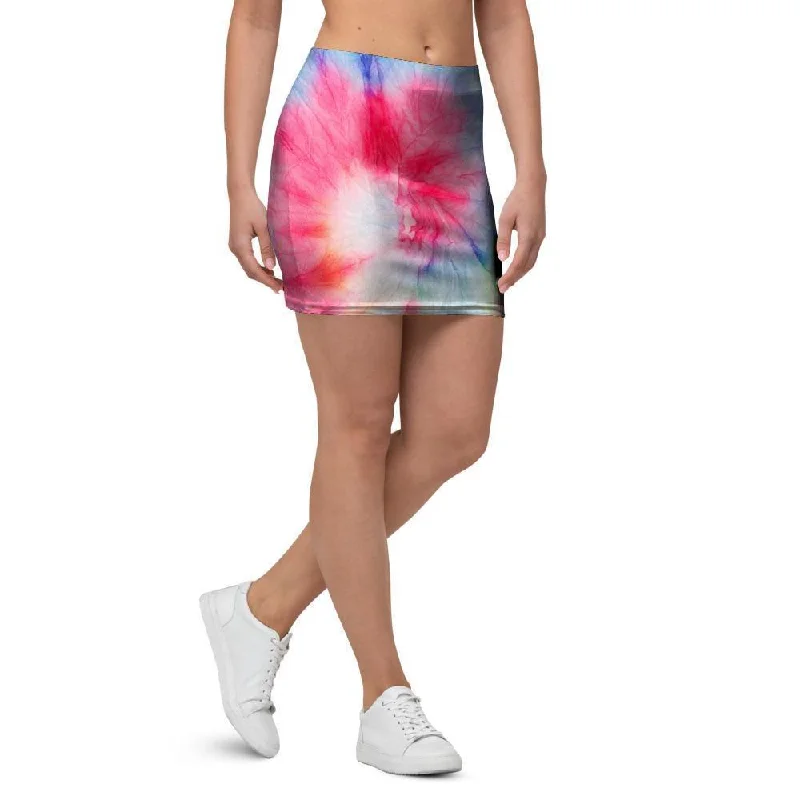 Rainbow Tie Dye Print Mini Skirt relaxed fit skirt