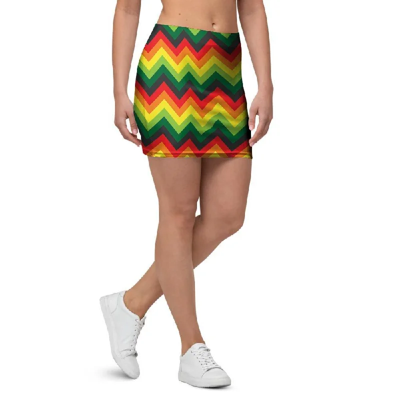 Rasta Jamaica Reggae Mini Skirt flowy skirt hem