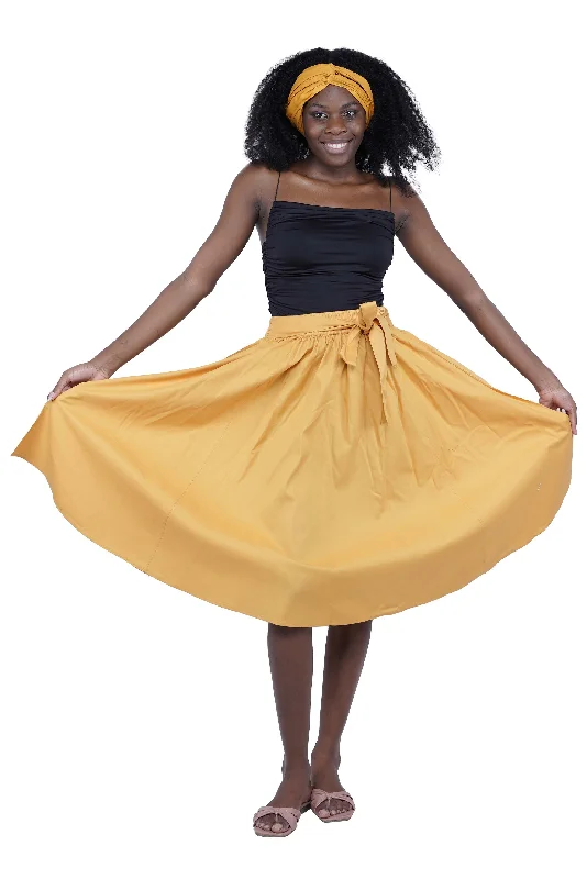 Mustard Midi/Calf Length  Skirt chiffon skirt airy