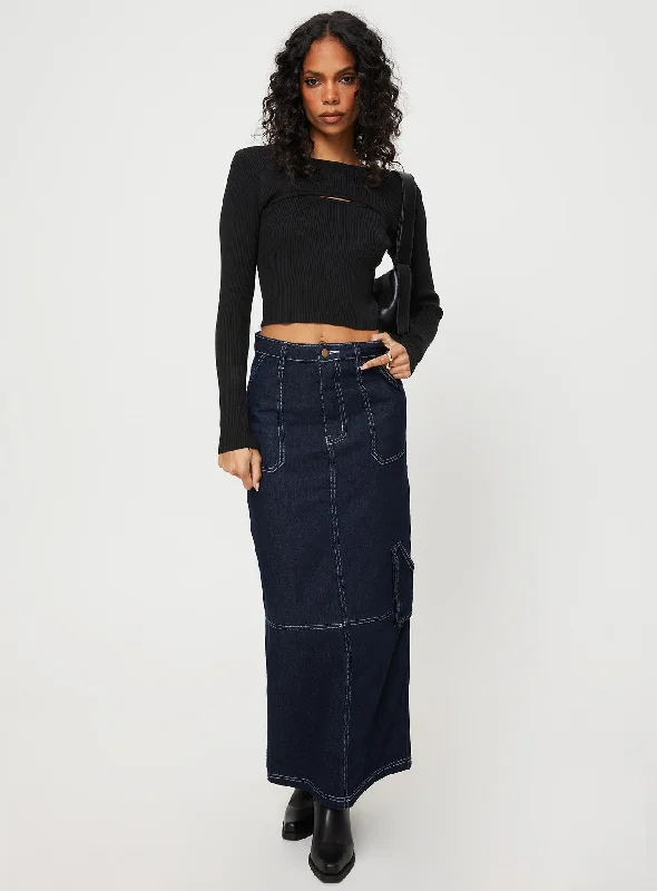 Vine Maxi Skirt Blue pleated skirt texture