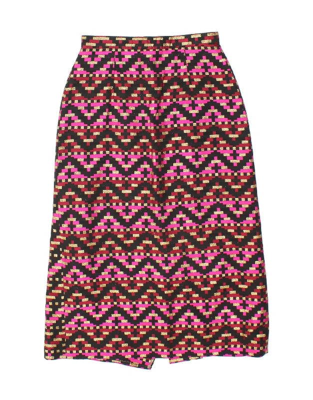 VINTAGE Womens Midi Skirt UK 12 Medium W28  Pink Geometric corduroy skirt comfortable