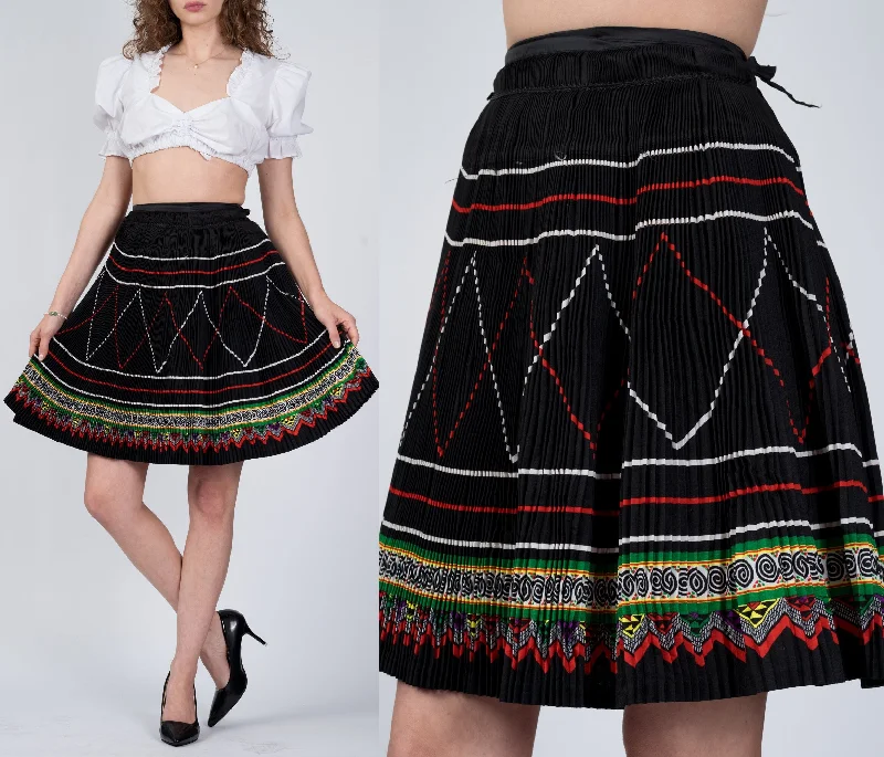 70s Boho Accordion Pleat Wrap Skirt - Extra Small to Small lace skirt romantic