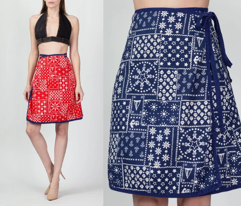 70s Reversible Bandana Print Wrap Skirt - Extra Small leather skirt bold