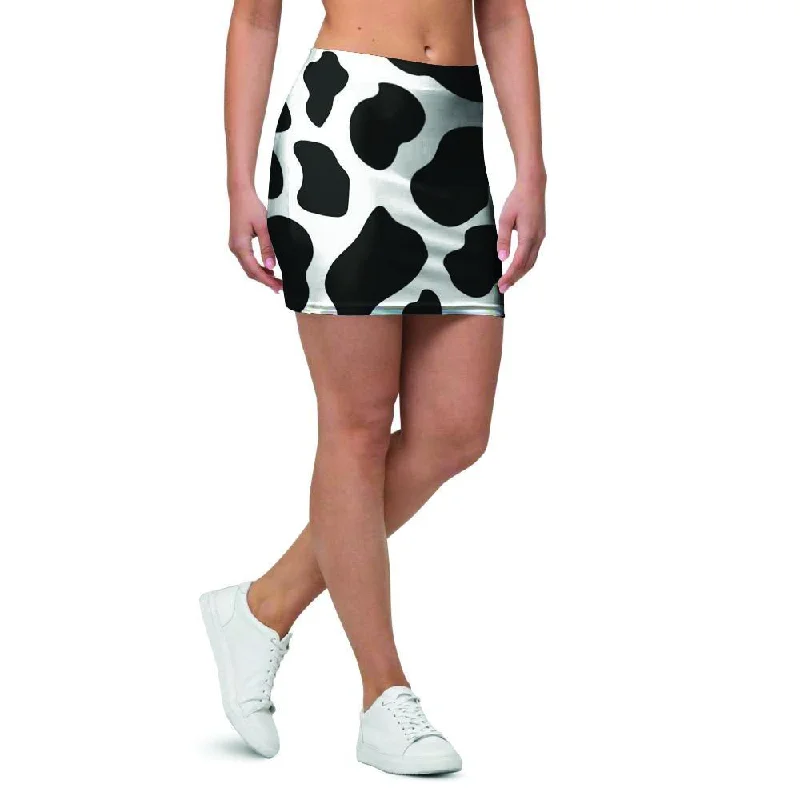 Cow Print Mini Skirt belted skirt waist