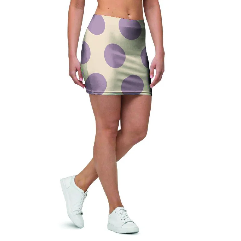 Cream And Brown Polka Dot Mini Skirt athletic skirt fit