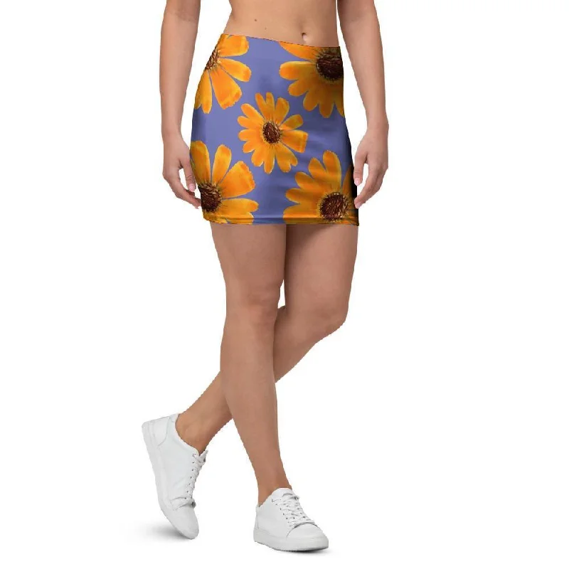 Cute Sunflower Mini Skirt velvet skirt plush