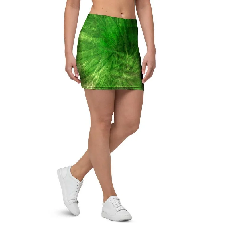 Emerald Green Tie Dye Mini Skirt slim fit skirt