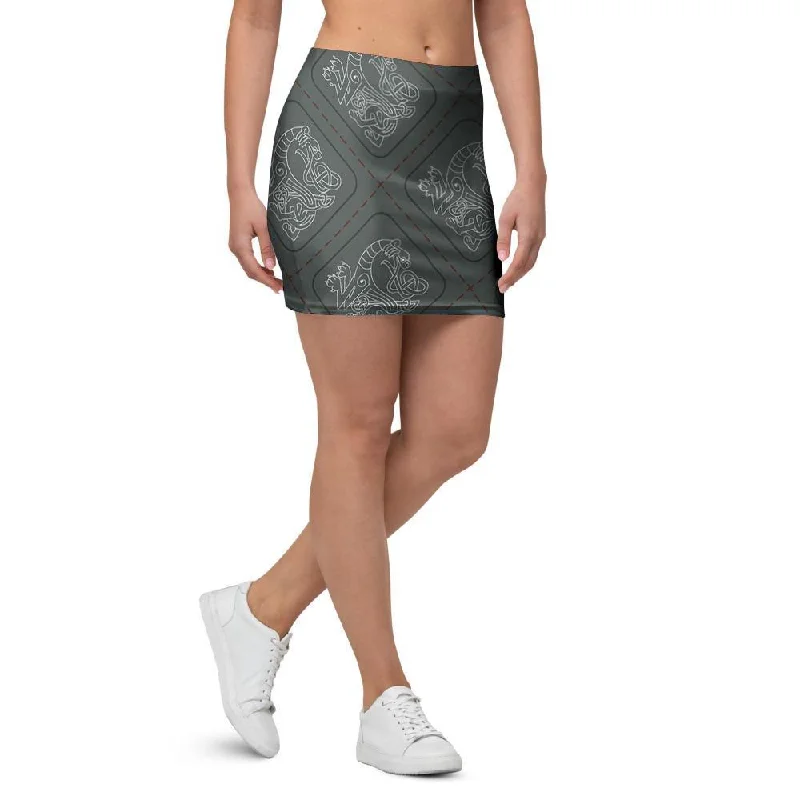 Ethnic Celtic Viking Mini Skirt linen skirt natural