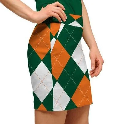 Loudmouth Golf: Womens Skort - Orange & Green Argyle silk skirt luxurious