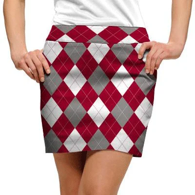 Loudmouth Golf: Women's Skort - Red & Gray & White (Size 2) ruffled skirt detail