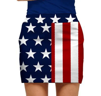 Loudmouth Golf: Women's Skort - Stars & Stripes elastic waist skirt