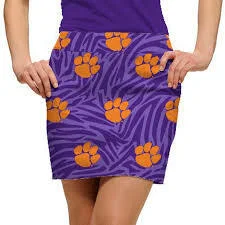 Loudmouth Golf: Women's StretchTech Skort - Clemson Paw Power (Size 0) tiered skirt playful