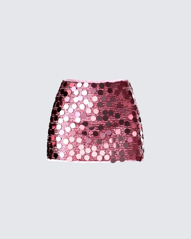 Philo Pink Sequin Mini Skirt casual skirt length