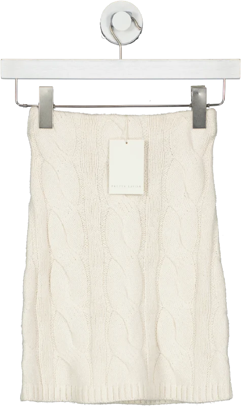 PRETTY LAVISH Cream Hunter Cable Knit Mini Skirt UK XS linen skirt natural