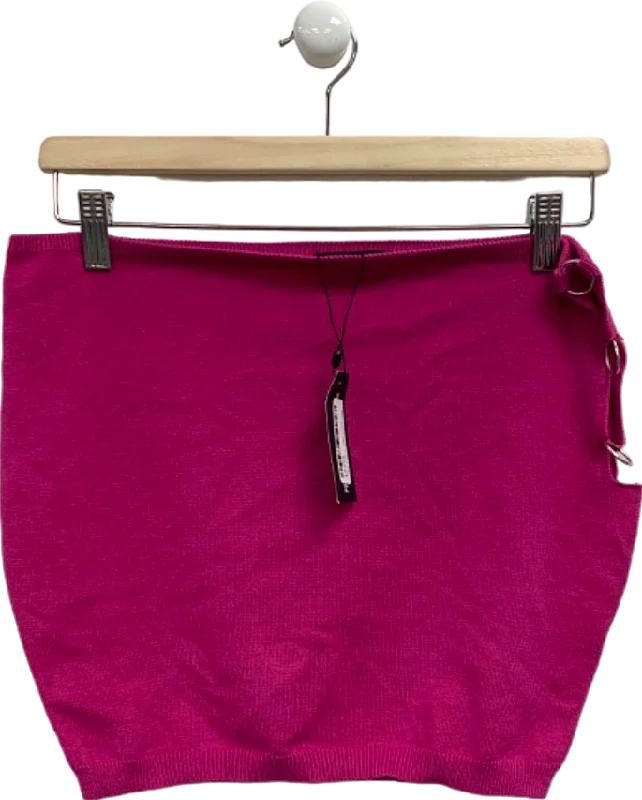 Pretty Little Thing Hot Pink Ring Cut Out Knit Mini Skirt UK M corduroy skirt durable