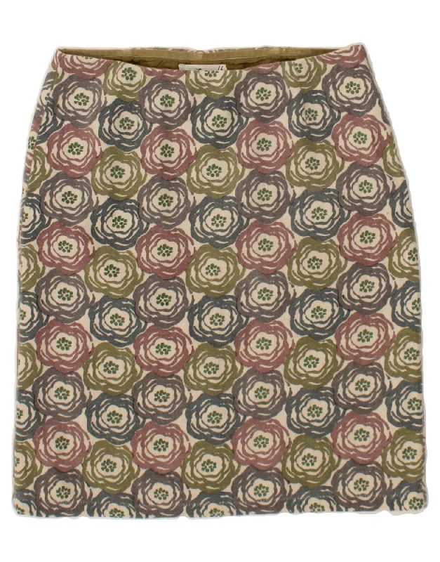 SEASALT Womens Abstract Pattern Straight Skirt UK 10 Small W30 Khaki cashmere skirt rich