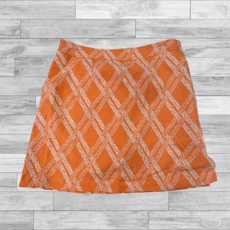 Skort By Ashworth In Orange & White, Size: 6 silk skirt elegant