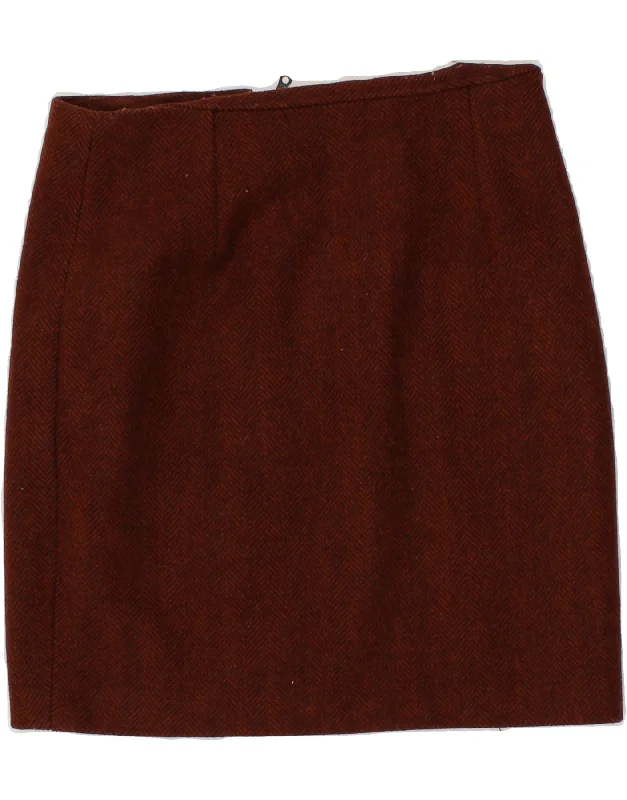 VINTAGE Womens Pencil Skirt W32 Large Maroon Herringbone linen skirt light