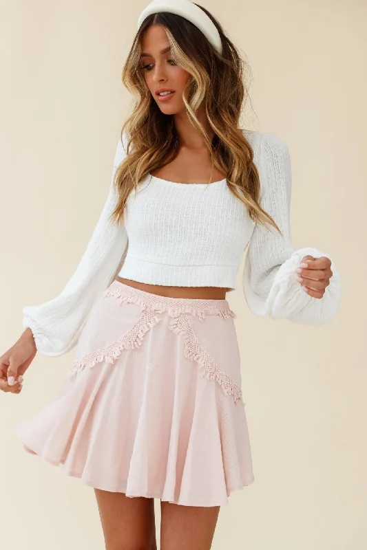 Wildflower Tassel Trim A-line Skirt Pink lace skirt elegant