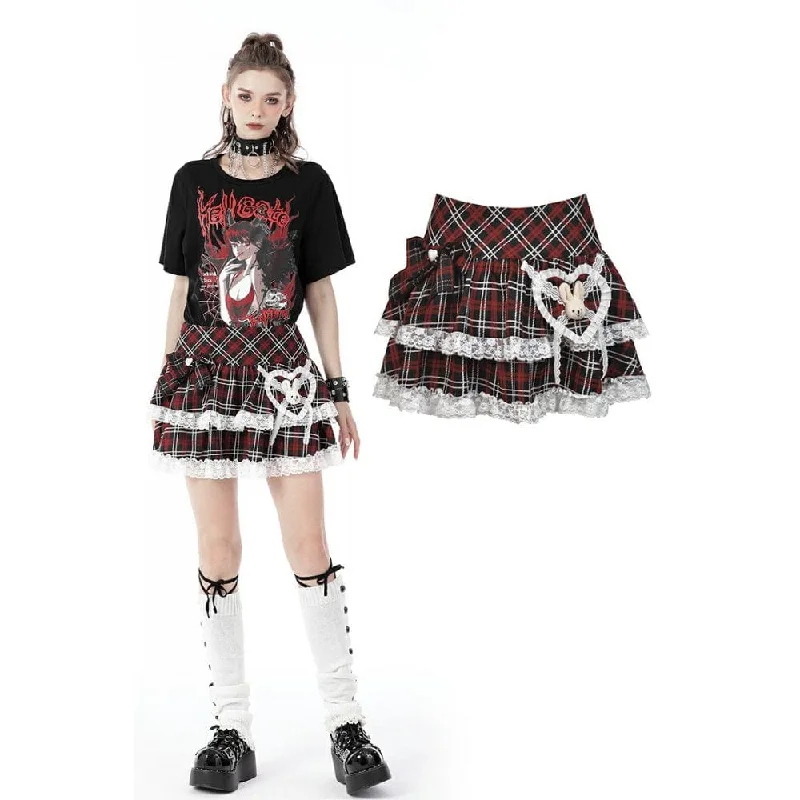 Women's Lolita Cute Rabbit Red Plaid Short Skirt cashmere skirt rich